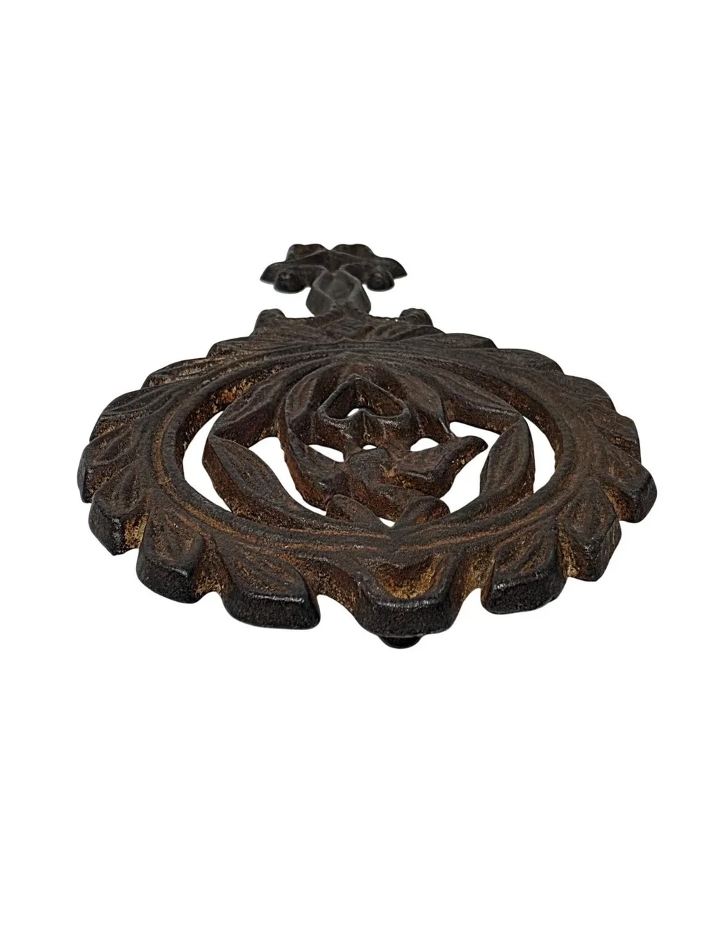 Small Cast Iron Bird on Heart Trivet Footed Primitive Kitchen Decor